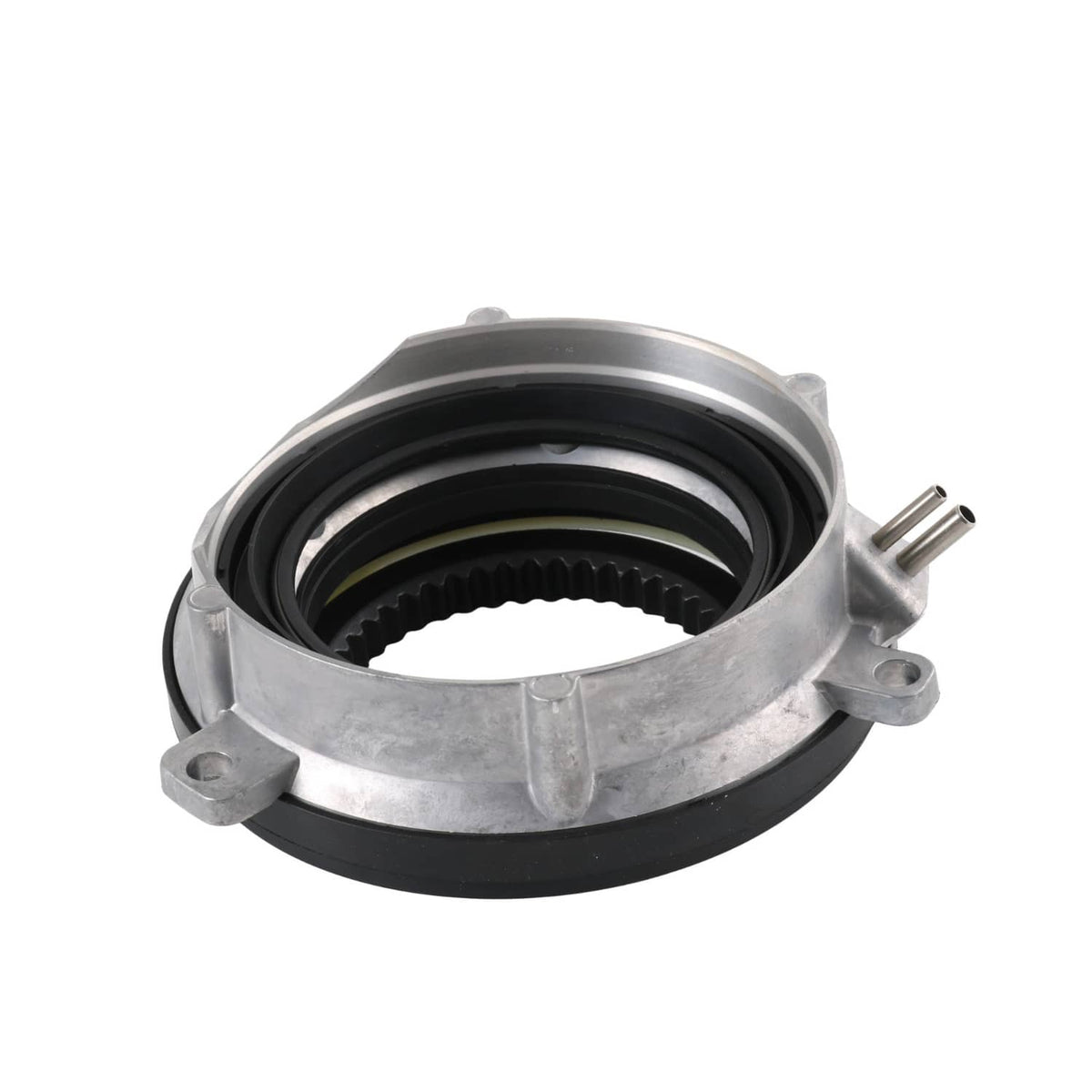 4WD automatic locking hub axle actuator with silver housing, black seal, and side pin