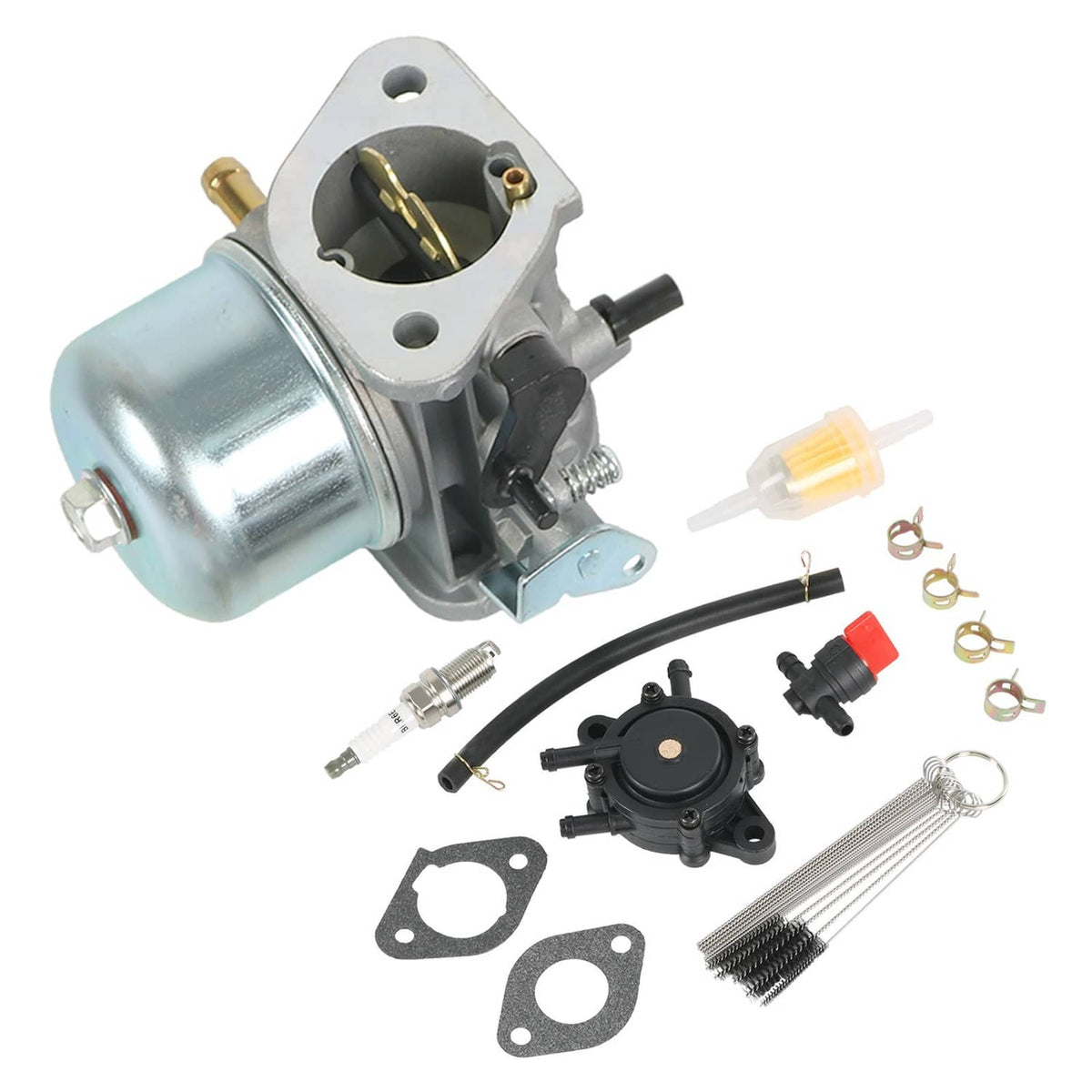 Carburetor kit with metal carburetor, jets, hoses, diaphragm valve, and gaskets