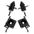 Hood release latch set with two black cylindrical pins and mounting plates