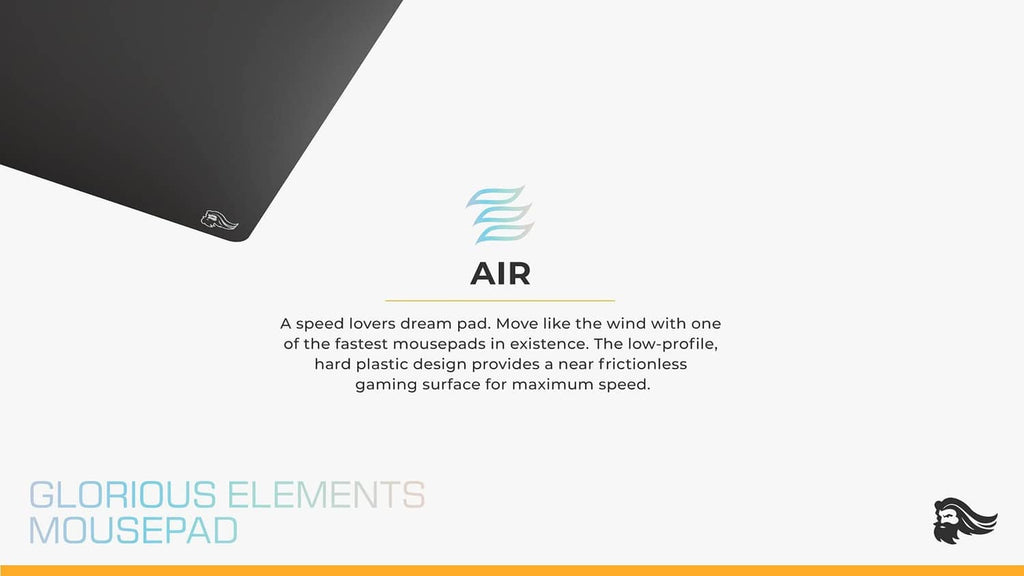 GLORIOUS Elements mousepad box insert with AIR logo and mousepad description