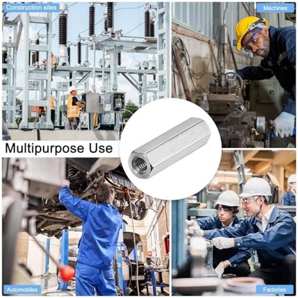 Stainless steel threaded hex sleeve coupling nuts for machinery and construction