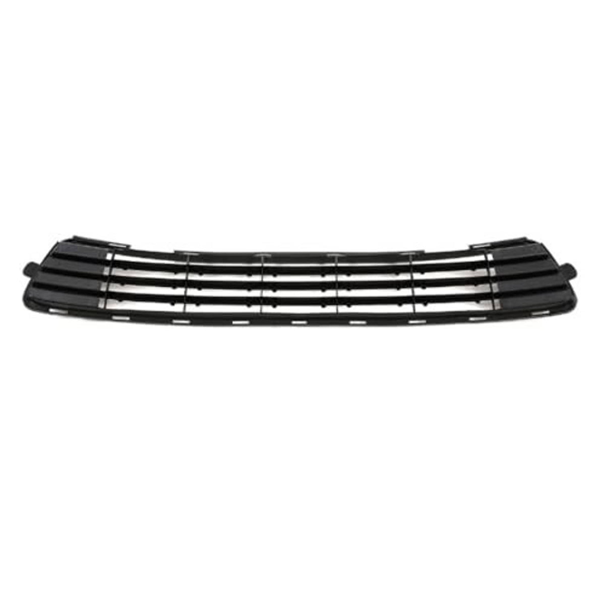 Front bumper grille assembly with black frame and silver horizontal slats