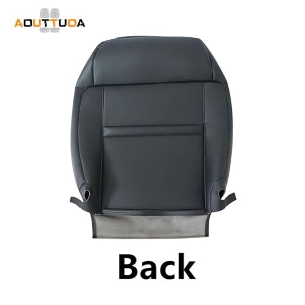 Black seat back cover with stitched paneling and two lower strap openings