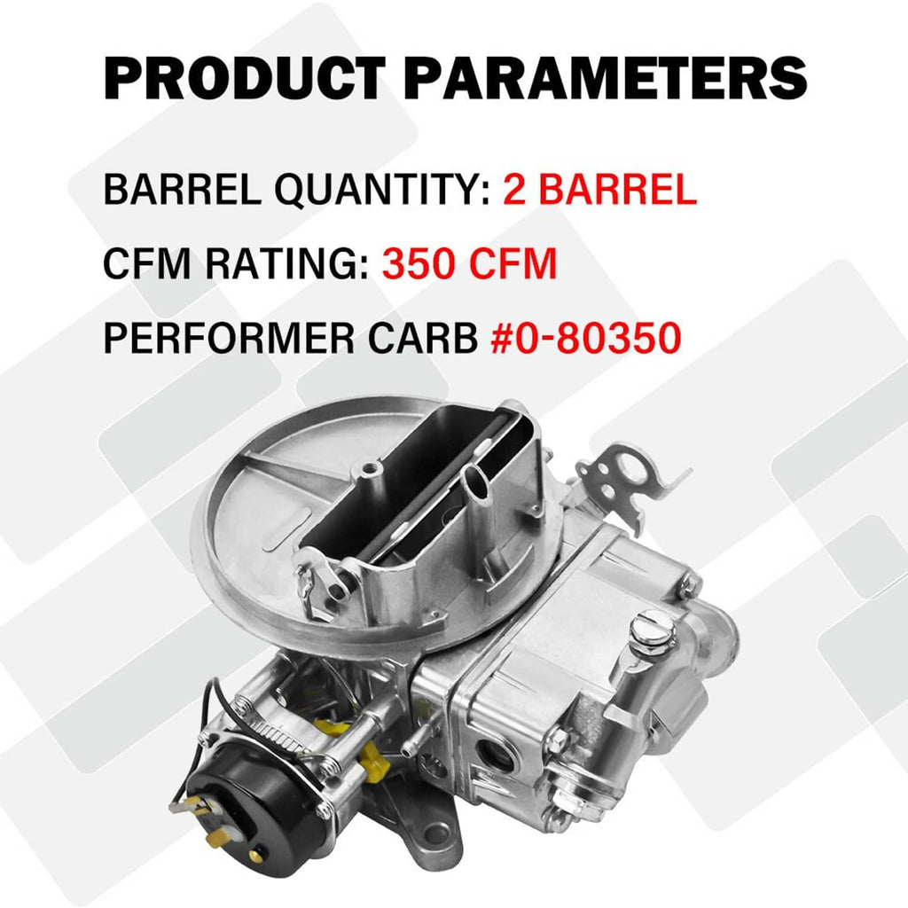 2-barrel carburetor assembly with silver air horn and black electric choke module
