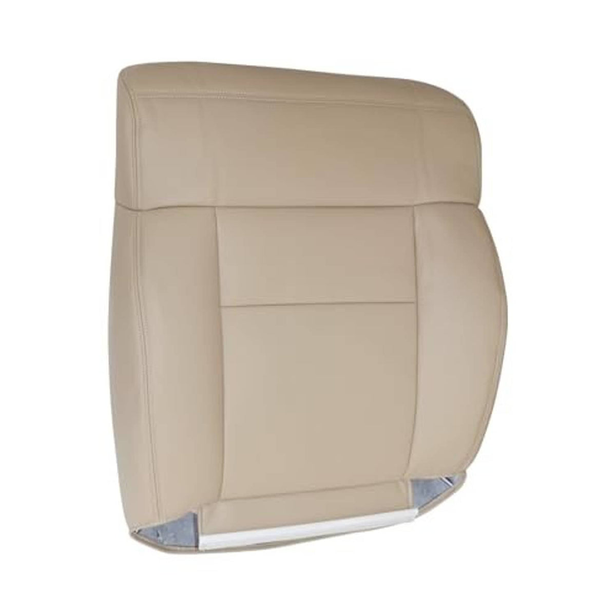 Beige front driver seat back replacement cover with padded center panel and side contours