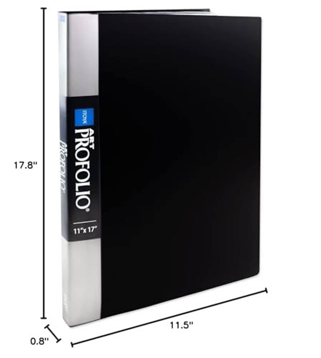 Itoya art portfolio dimensions: 11.5 x 17.8 x 0.8 in, black cover