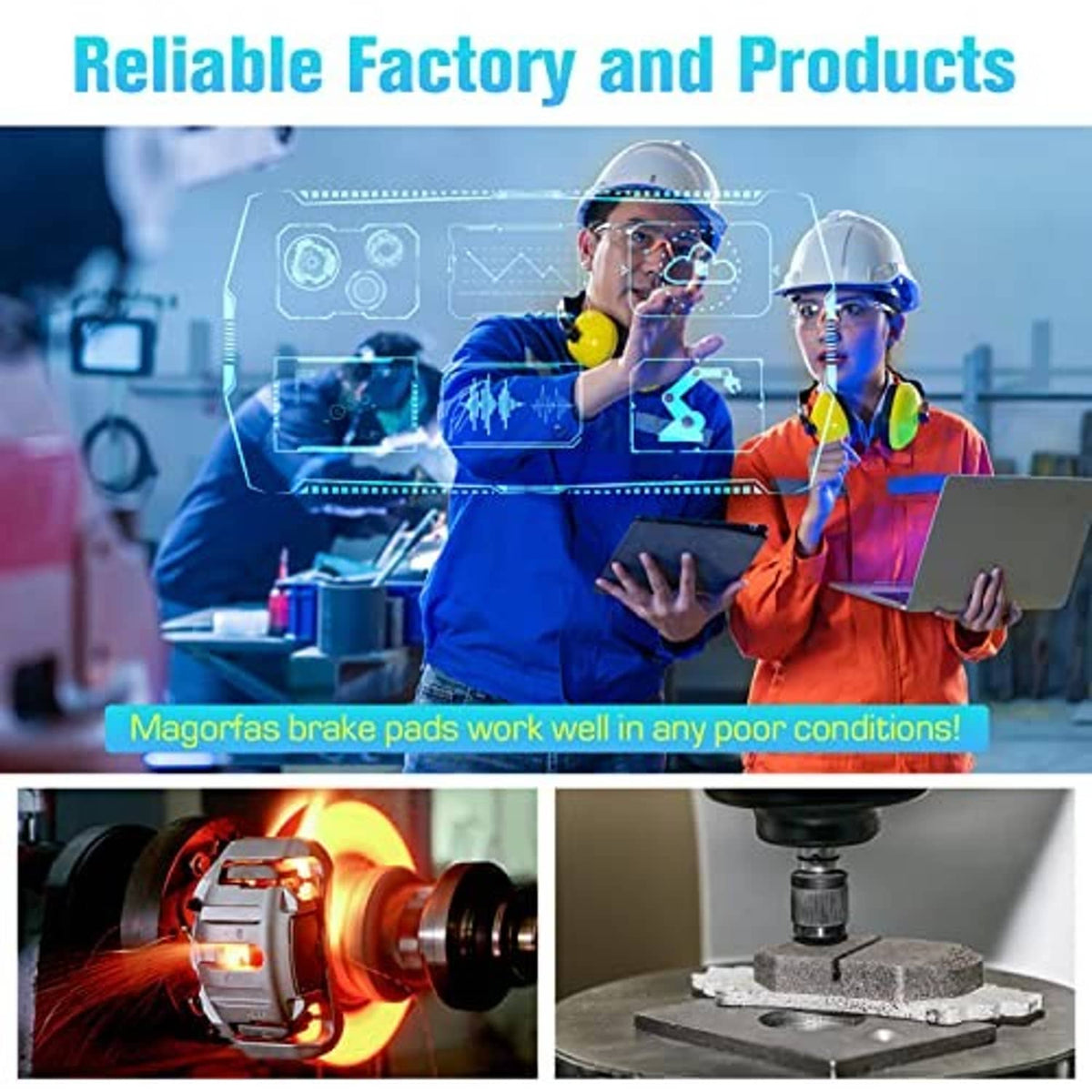 Workers and brake testing platform with ceramic brake pads mounted