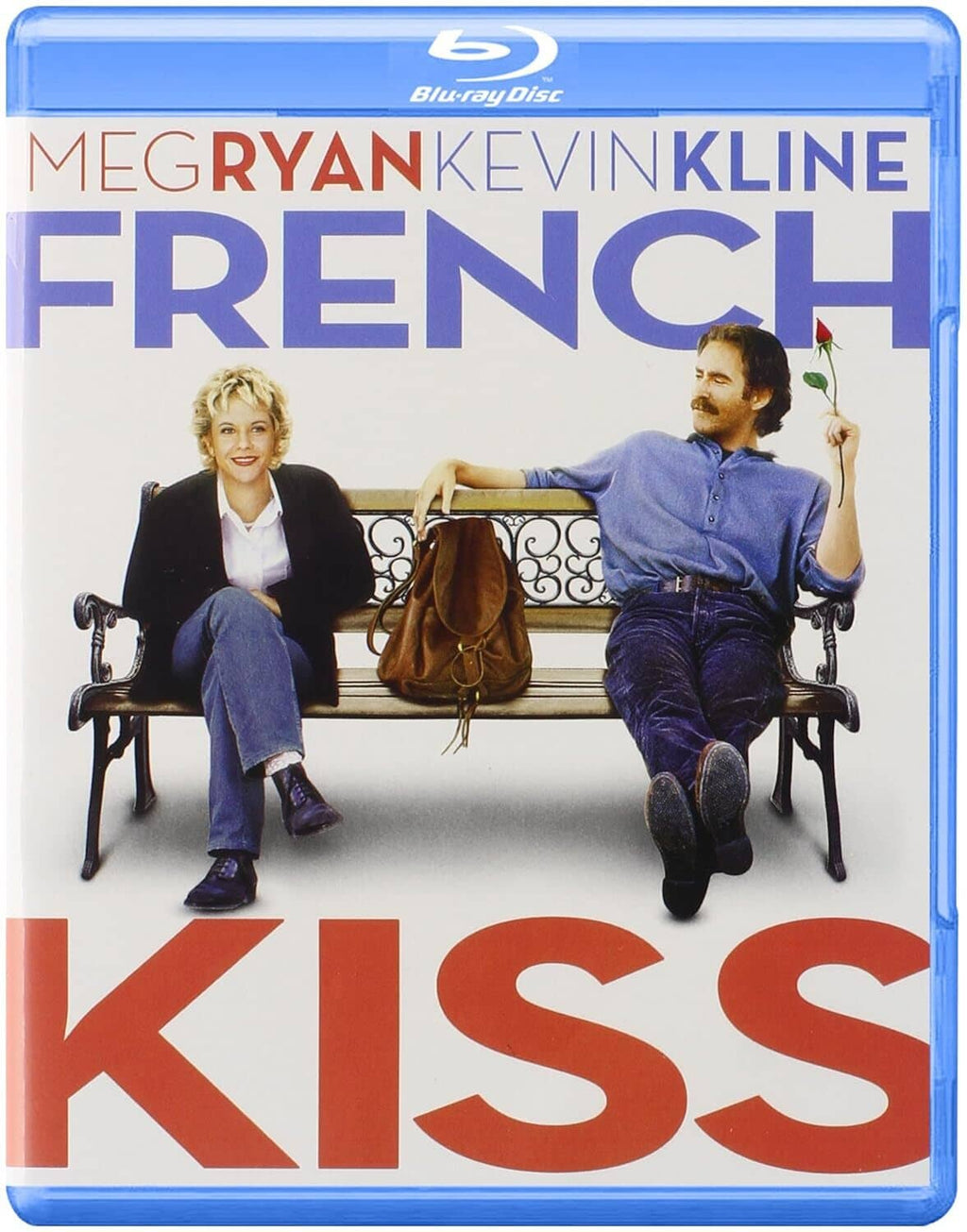 Blu-ray disc case with "FRENCH KISS" title and two people sitting on chairs