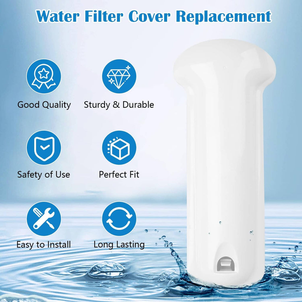 White refrigerator water filter cover replacement with bottom opening