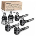Suspension ball joints and tie rod ends set, black rubber boots with silver metal