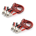 Pair of alligator clip battery jumper leads with red and black insulated wires