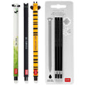 Erasable gel pen set with panda, cat, and bee designs plus three black ink refills