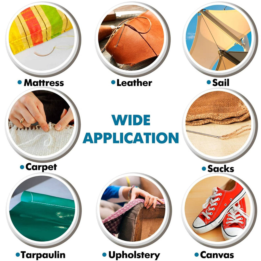 Sewing needle set application icons for mattress, leather, sail, carpet, tarpulin, upholstery