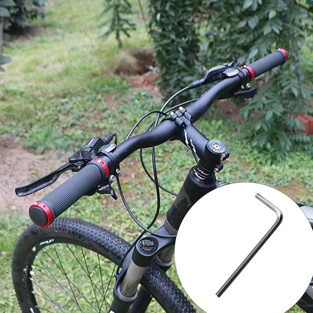 L-shaped hex key on a bike repair, silver 2 mm Allen wrench