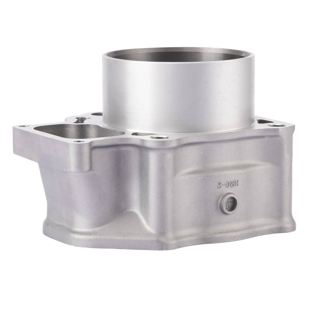 Aluminum cylinder block with mounting holes and open bore, side view