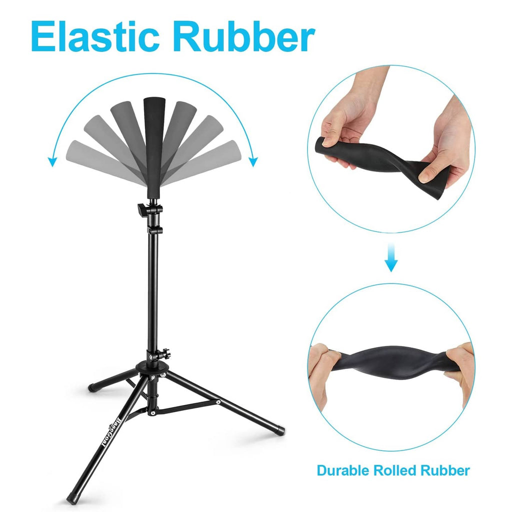 Elastic black rubber batting tee topper with durable rolled rubber design