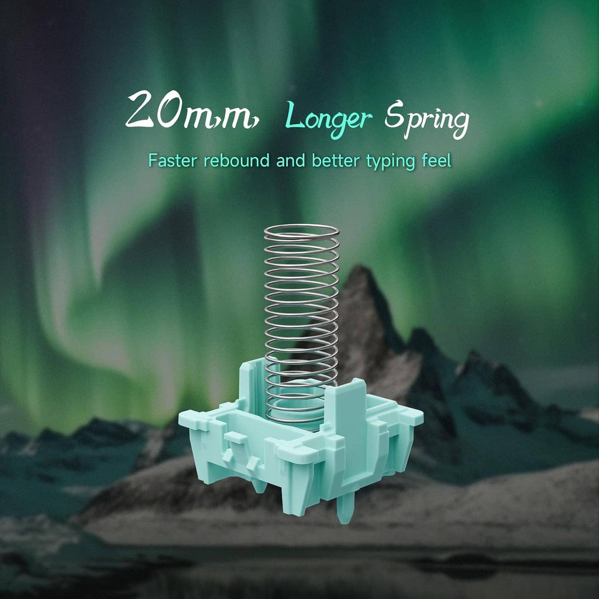 Magnetic linear keyboard switch with longer coil spring, mint-clear housing