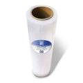 White plastic stretch film roll with hollow core and label