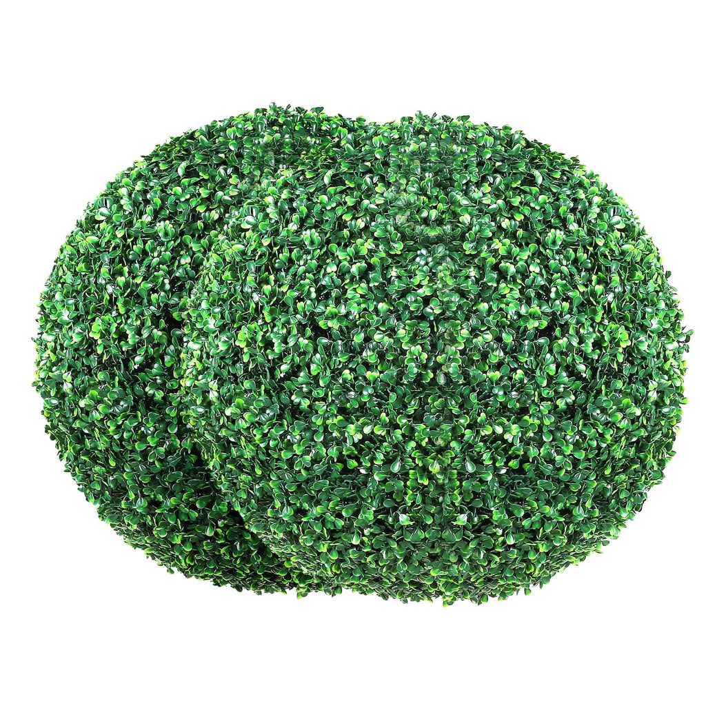 Artificial greenery topiary ball with dense small leaves, bright green