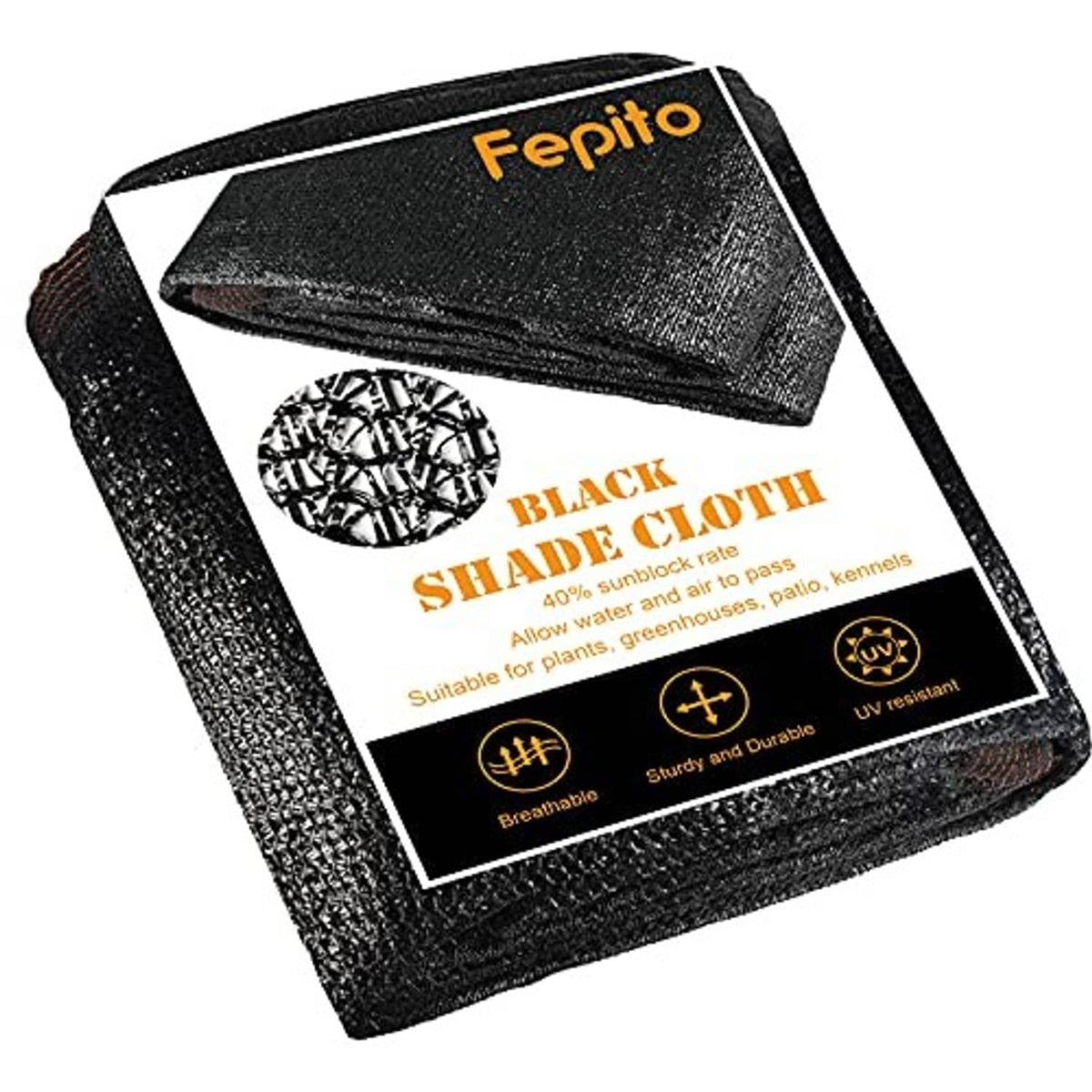 Black shade cloth net package, folded dark mesh sheet with grommets and reinforced seams