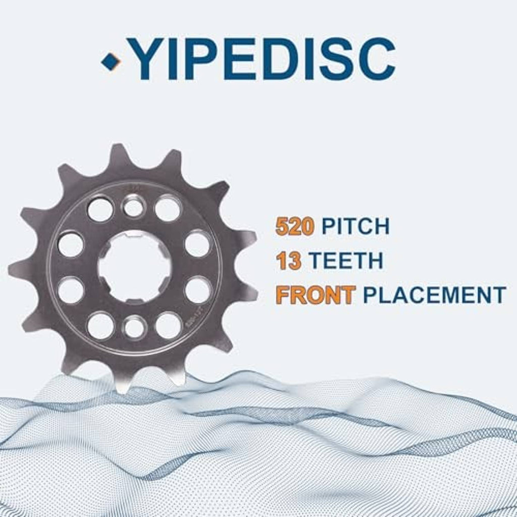 520 pitch 13-tooth front sprocket, dark gray steel with mounting holes
