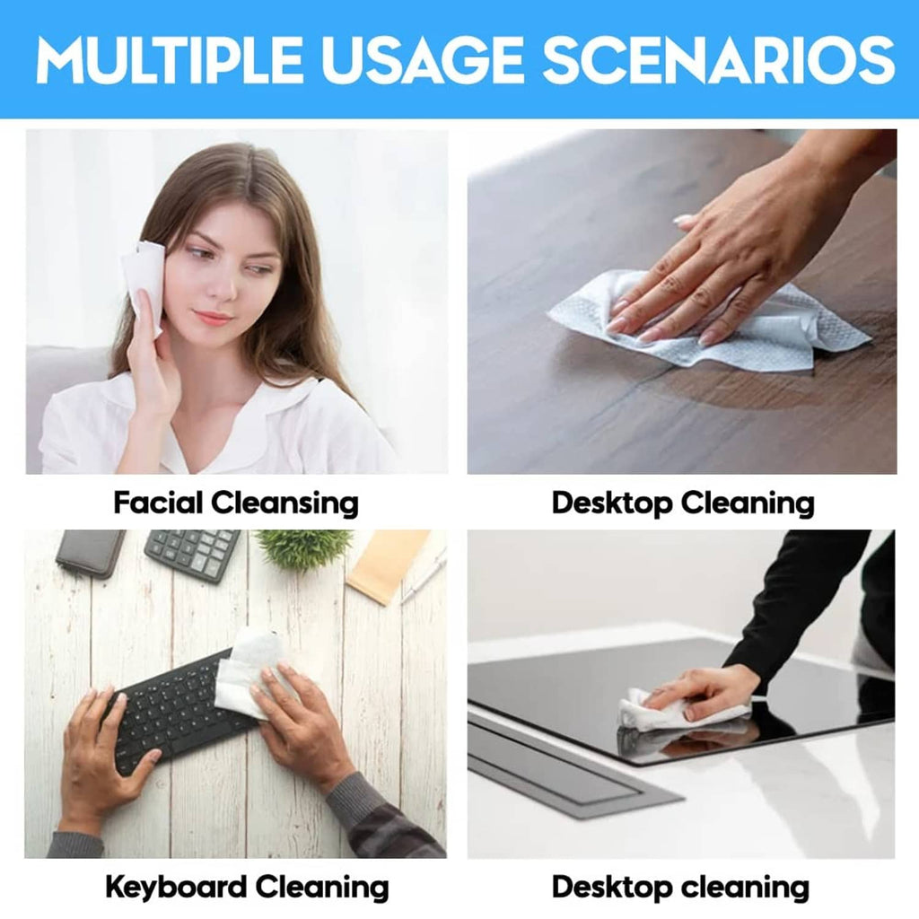 White compressed towel for facial cleansing and desktop cleaning
