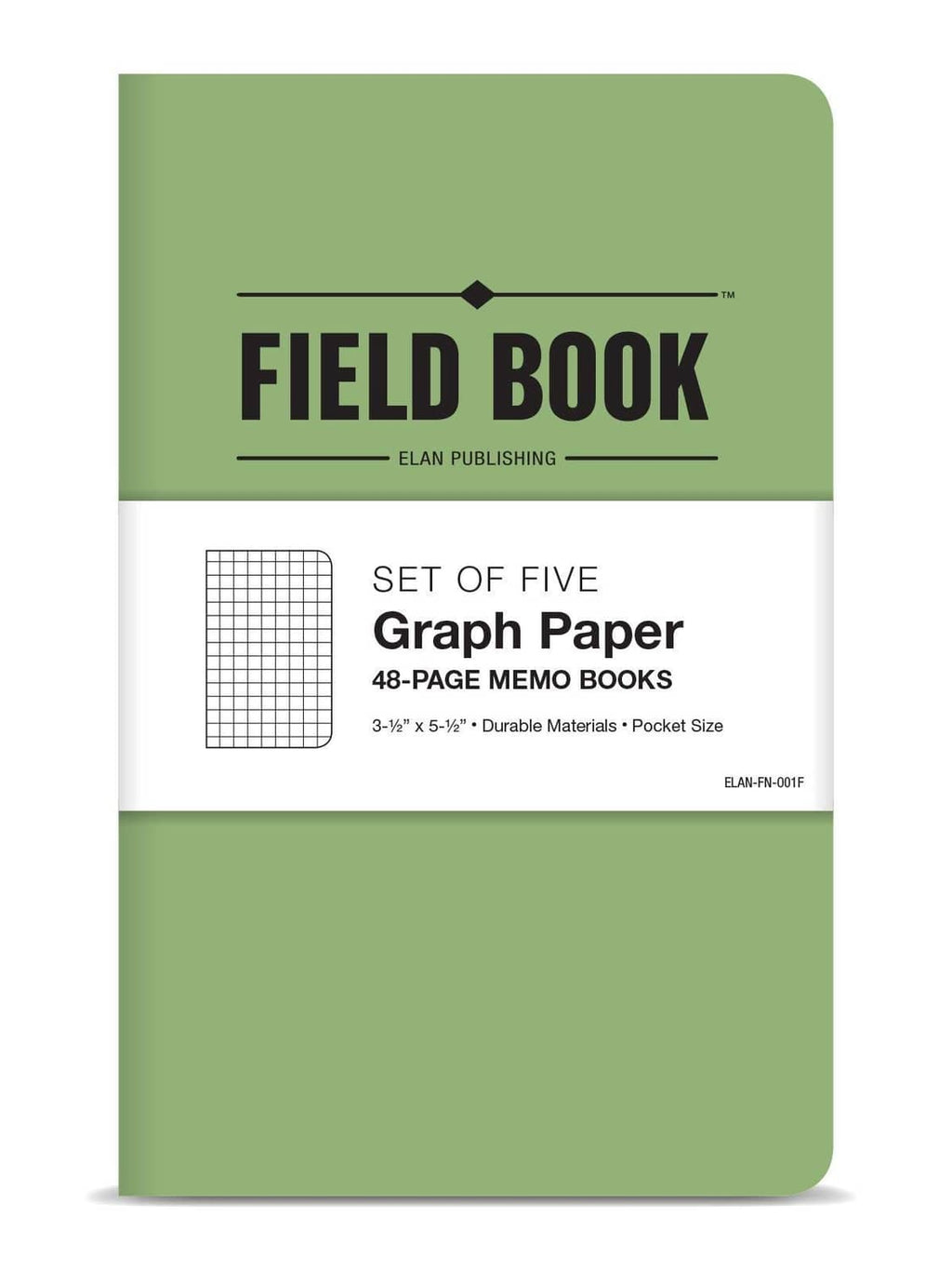 Green Field Book notebook cover for a set of five graph paper memo books