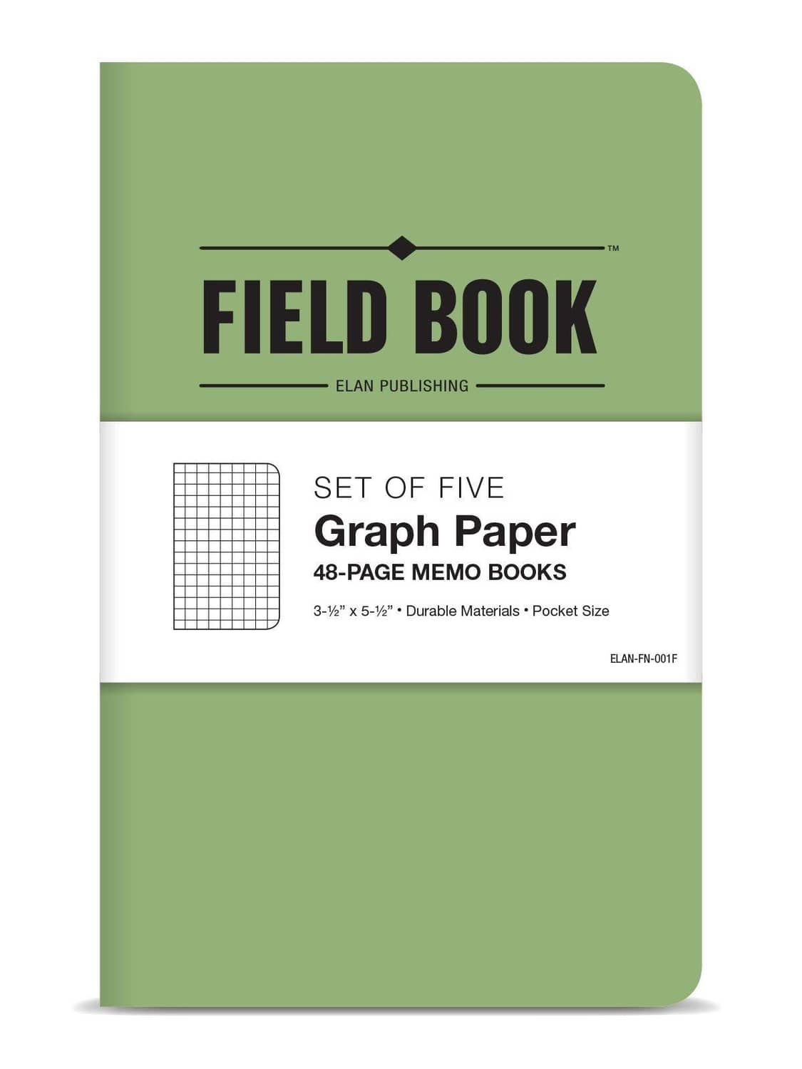 Green Field Book notebook cover for a set of five graph paper memo books