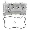 Aluminum engine valve cover with gasket and mounting hardware, silver finish