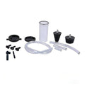 Brake bleeder adapter kit with clear tube, fluid cup, and black adapters plus fittings