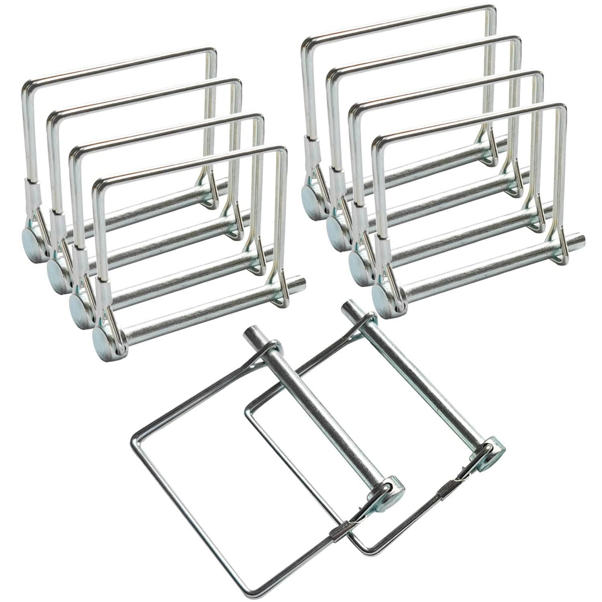 Wire lock pin set with metal frames and loop safety clips for coupler locking