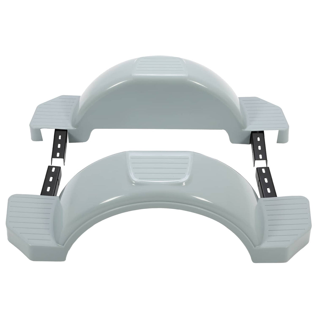 Light gray curved trailer fenders with ribbed foot pads and black mounting brackets