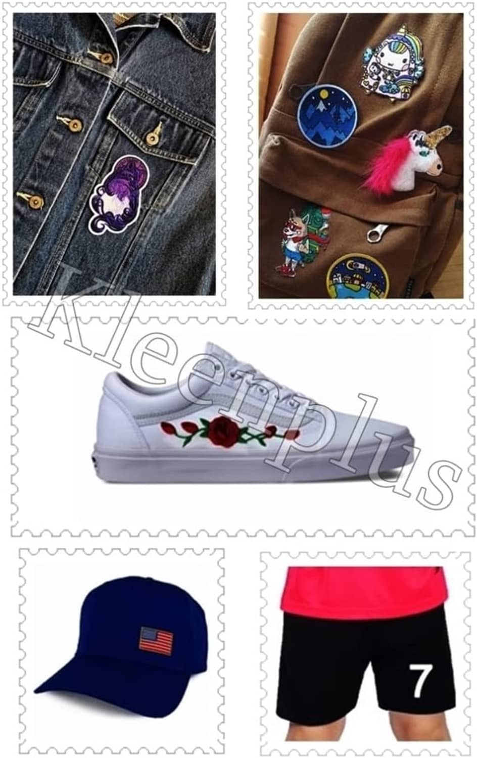Decorative fabric patches set featuring small cherry-style designs