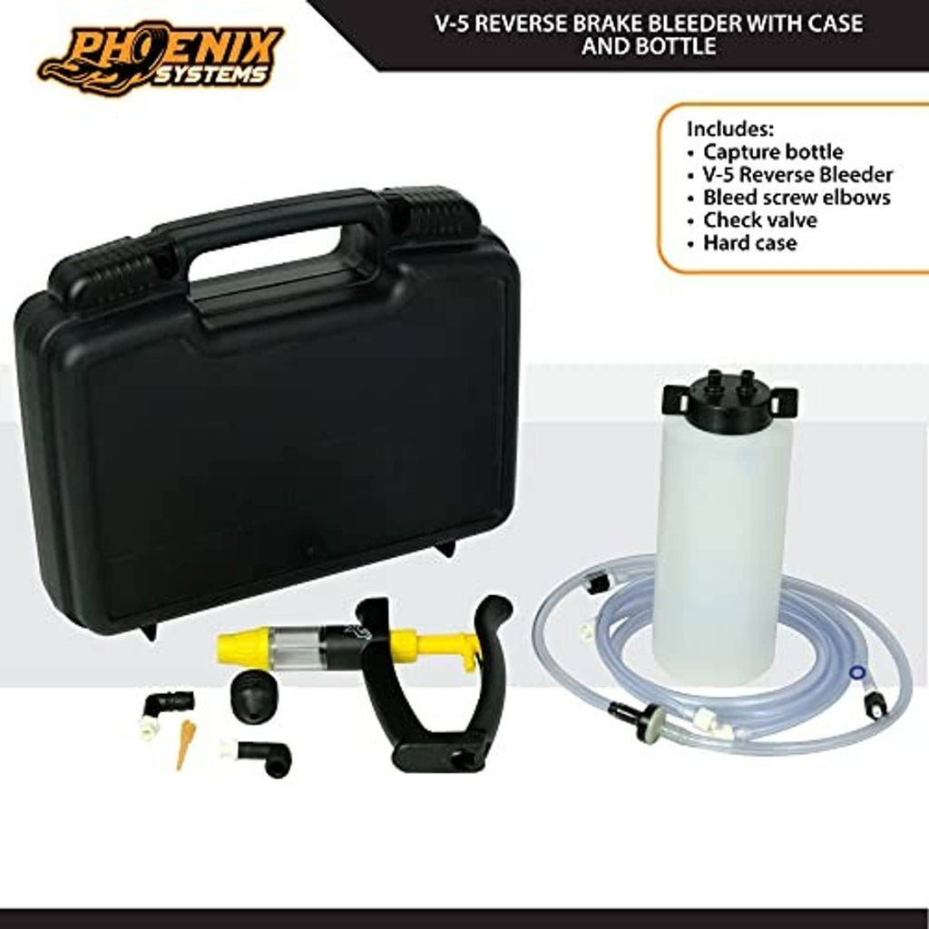 V-5 reverse brake bleeder kit with case and bottle plus clear suction hose