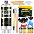 Kintsugi repair kit with food-safe glue, applicator pen, powders, gloves, tools