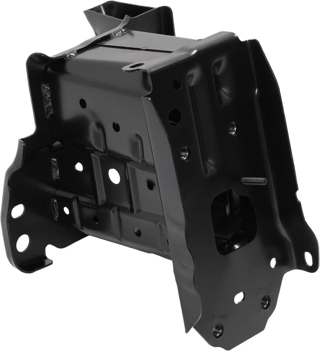 Front bumper reinforcement impact bracket, black metal bracket with raised ribs and mounting holes