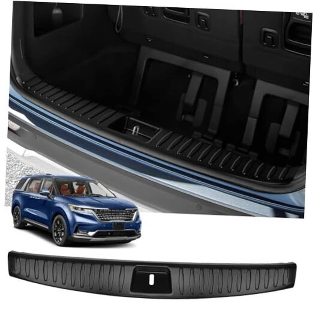 Black interior rear bumper protector with ribbed anti-scratch texture