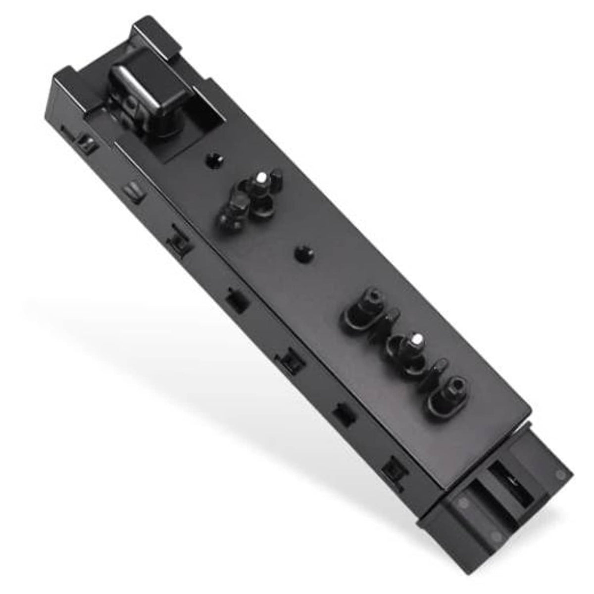 Black power seat switch panel with multiple rocker buttons and connector ports