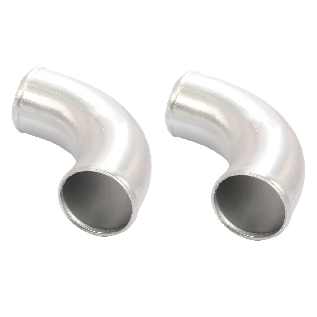 Aluminum intercooler piping elbows, silver, 90-degree bends (2 pieces)