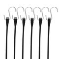 Black rubber bungee cord ties with metal hooks, set of multiple straps