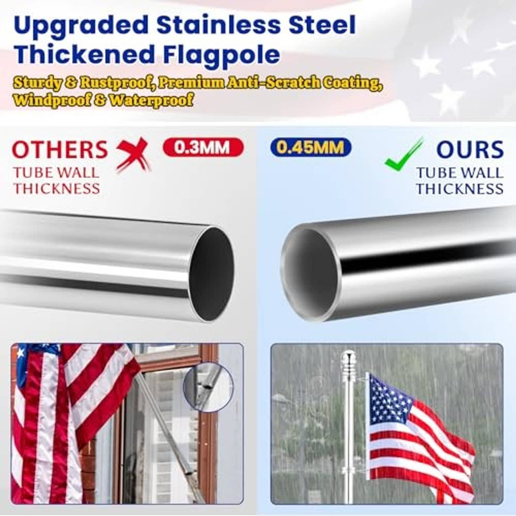 Silver stainless steel flagpole tube section with smooth open ends