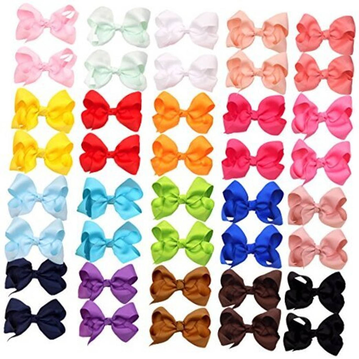 Multicolor pinwheel hair bows with alligator clips, grosgrain ribbon set