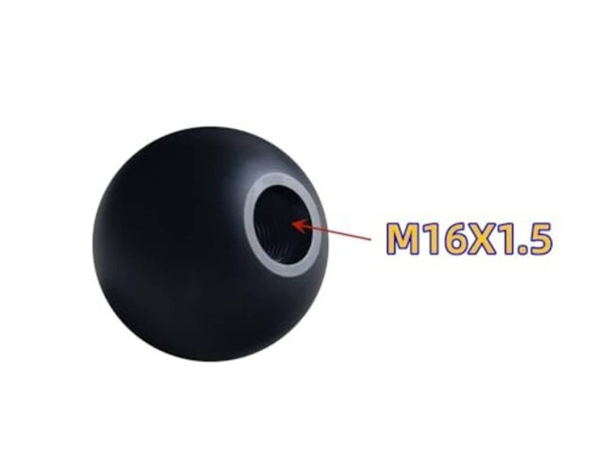 Black shift knob end view with M16x1.5 threaded hole