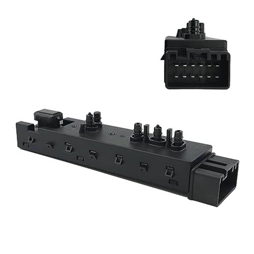 Black power seat adjust switch with front multi-pin plug and screw posts