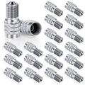 Inflate-through tire valve stem caps, silver metal, double-seal (20-pack set)