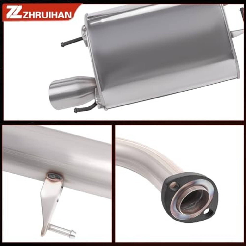 Stainless resonator muffler with angled exhaust outlet flange and mounting bracket