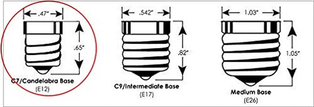 Socket size diagram with red measurement arrows and base profile shapes