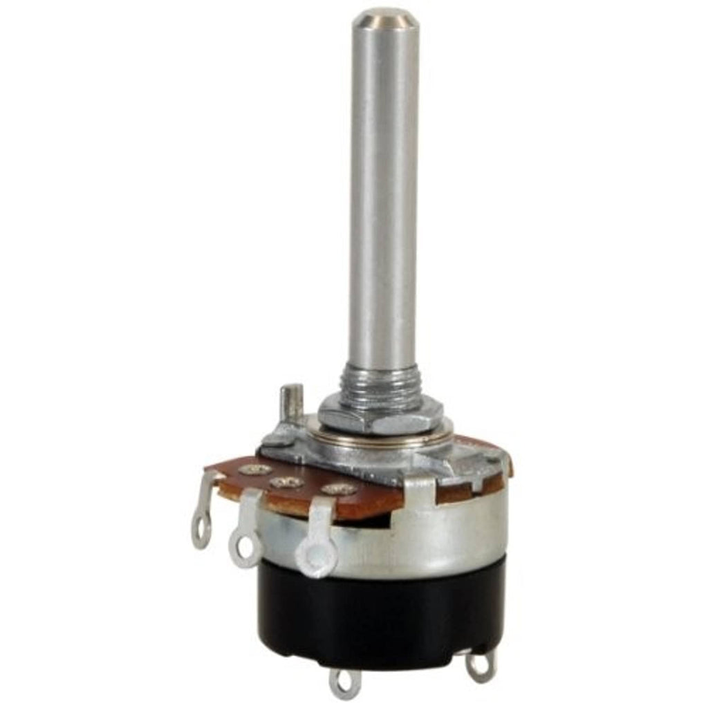 Audio taper potentiometer with switch, 1/4 in metal shaft and mounting lugs