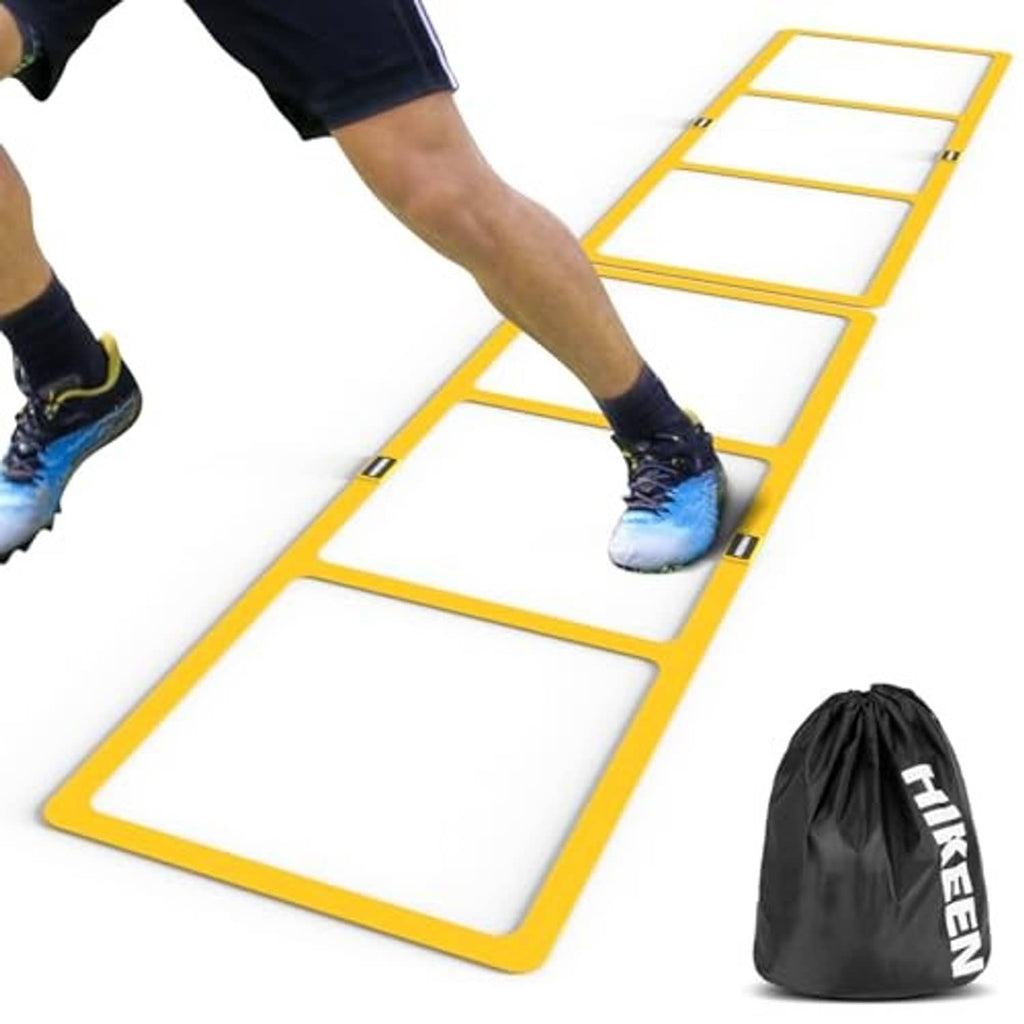 Yellow speed ladder with rectangular rungs for quick footwork drills
