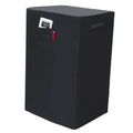Black portable air conditioner cover with gray top and front control window opening